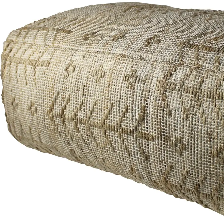34" Natural Cotton Geometric Pouf Ottoman