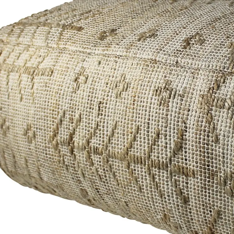 34" Natural Cotton Geometric Pouf Ottoman