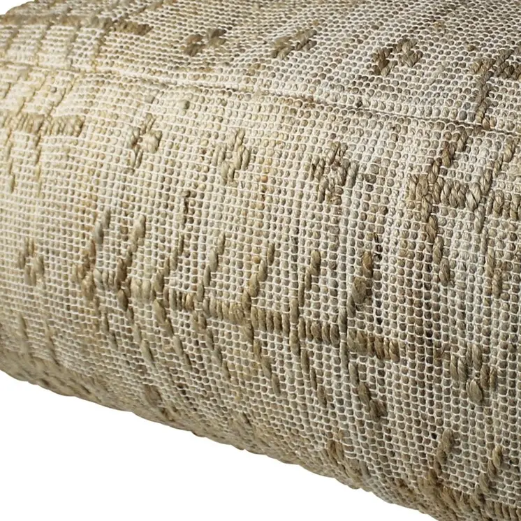 34" Natural Cotton Geometric Pouf Ottoman