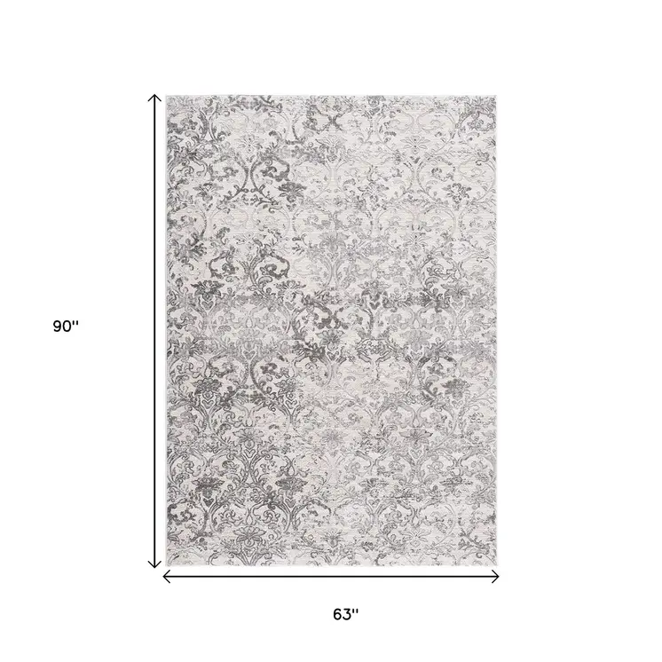 5' X 8' Cream Toile Power Loom Area Rug
