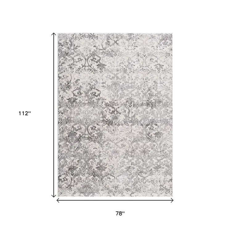 7' X 10' Cream Toile Power Loom Area Rug