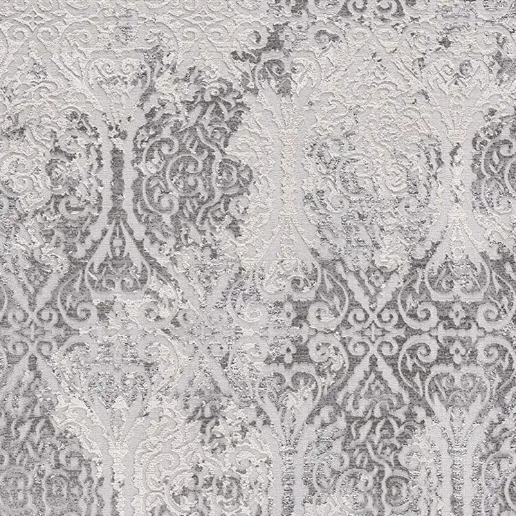 8' X 11' Cream And Gray Tinted Ogee Pattern Area Rug