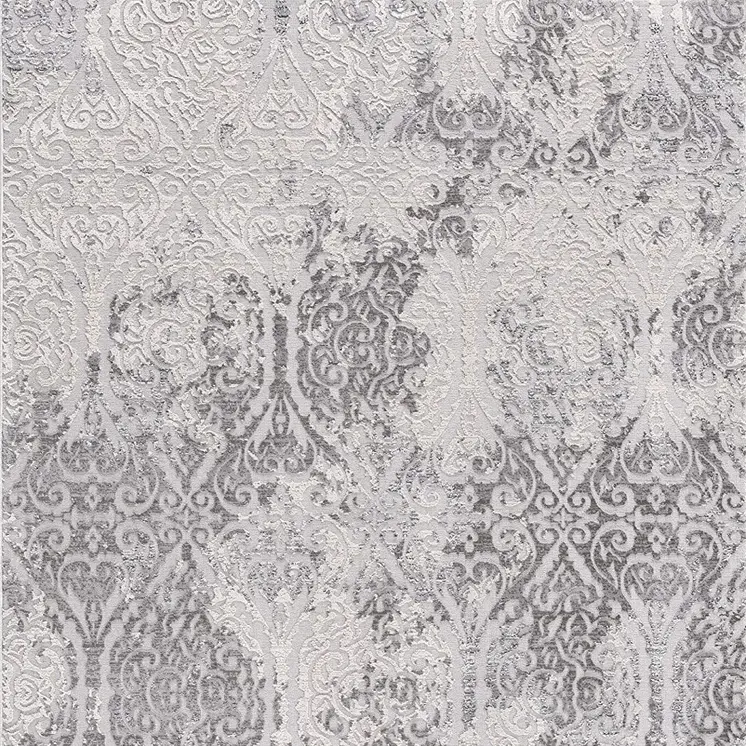 8' X 11' Cream And Gray Tinted Ogee Pattern Area Rug