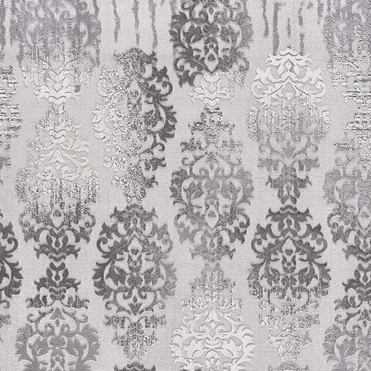 5' X 7' Gray Damask Power Loom Area Rug