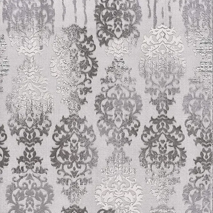 5' X 7' Gray Damask Power Loom Area Rug
