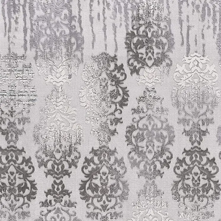 8' X 10' Gray Damask Power Loom Area Rug