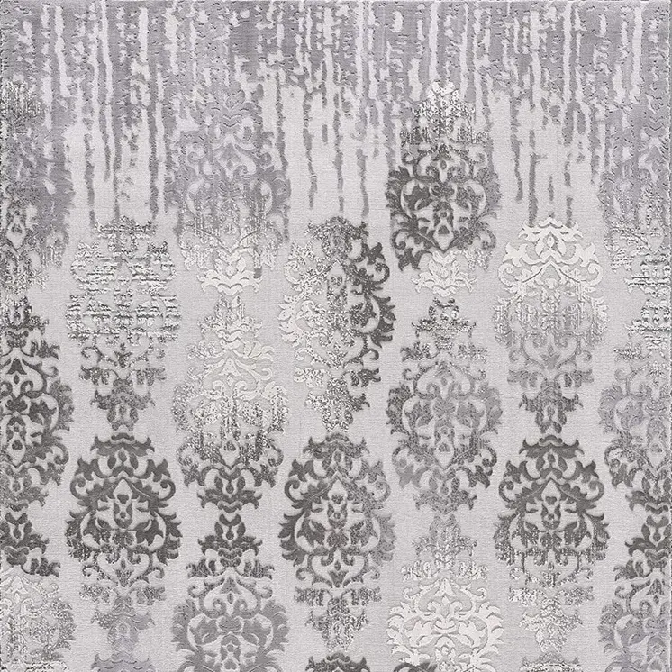 8' X 10' Gray Damask Power Loom Area Rug