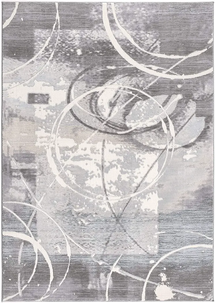 8' X 10' Gray Abstract Power Loom Area Rug