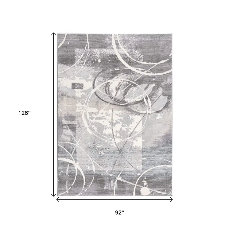 8' X 10' Gray Abstract Power Loom Area Rug
