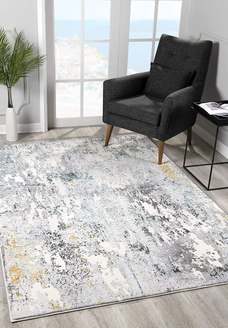 8' X 10' Gray Abstract Power Loom Area Rug