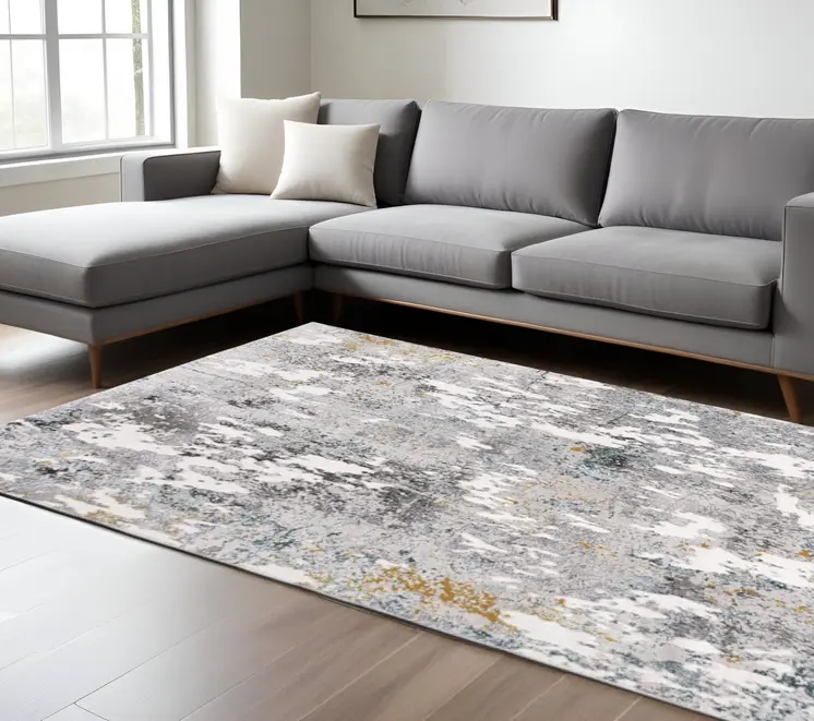 8' X 10' Gray Abstract Power Loom Area Rug