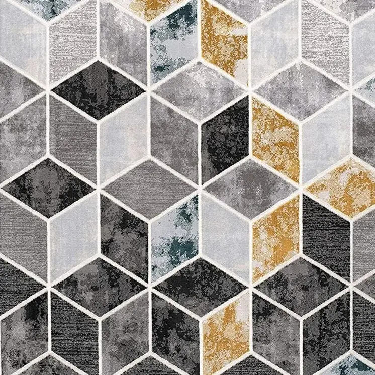 8' X 10' Gray Geometric Power Loom Area Rug