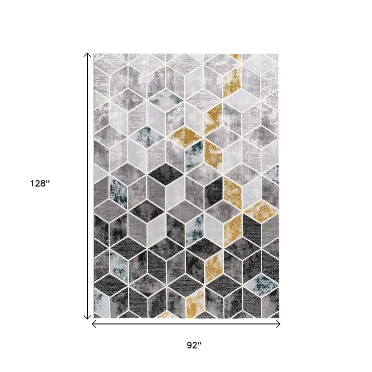8' X 10' Gray Geometric Power Loom Area Rug