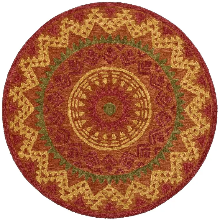 6' Round Orange Decorative Area Rug