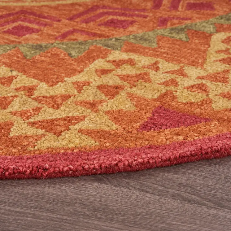 6' Round Orange Decorative Area Rug