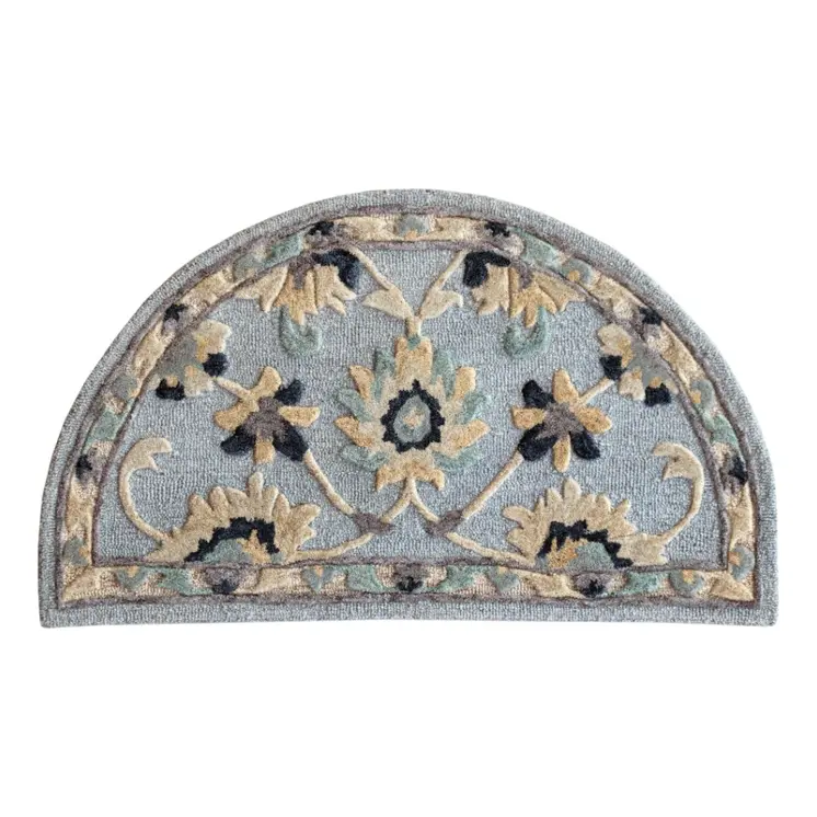 2' X 4' Blue And Beige Wool Hand Woven Area Rug
