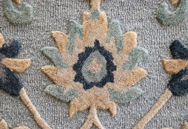 2' X 4' Blue And Beige Wool Hand Woven Area Rug