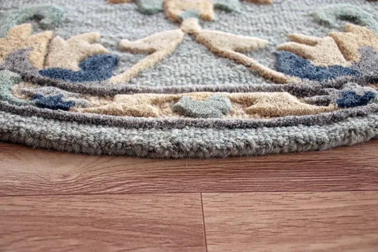 2' X 4' Blue And Beige Wool Hand Woven Area Rug