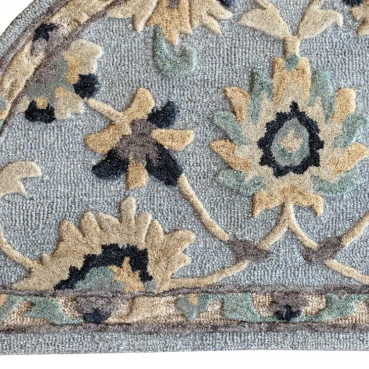 2' X 4' Blue And Beige Wool Hand Woven Area Rug