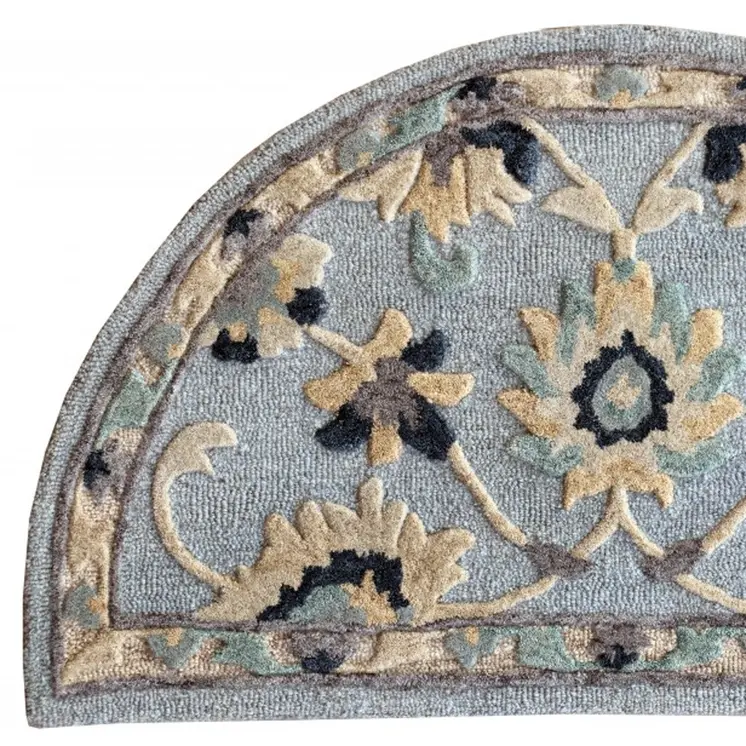 2' X 4' Blue And Beige Wool Hand Woven Area Rug