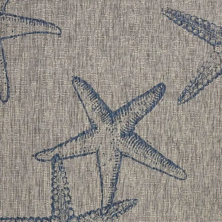 5' X 7' Blue And Gray Indoor Outdoor Area Rug