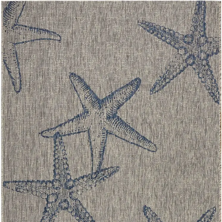 8' X 9' Blue And Gray Starfish Indoor Outdoor Area Rug