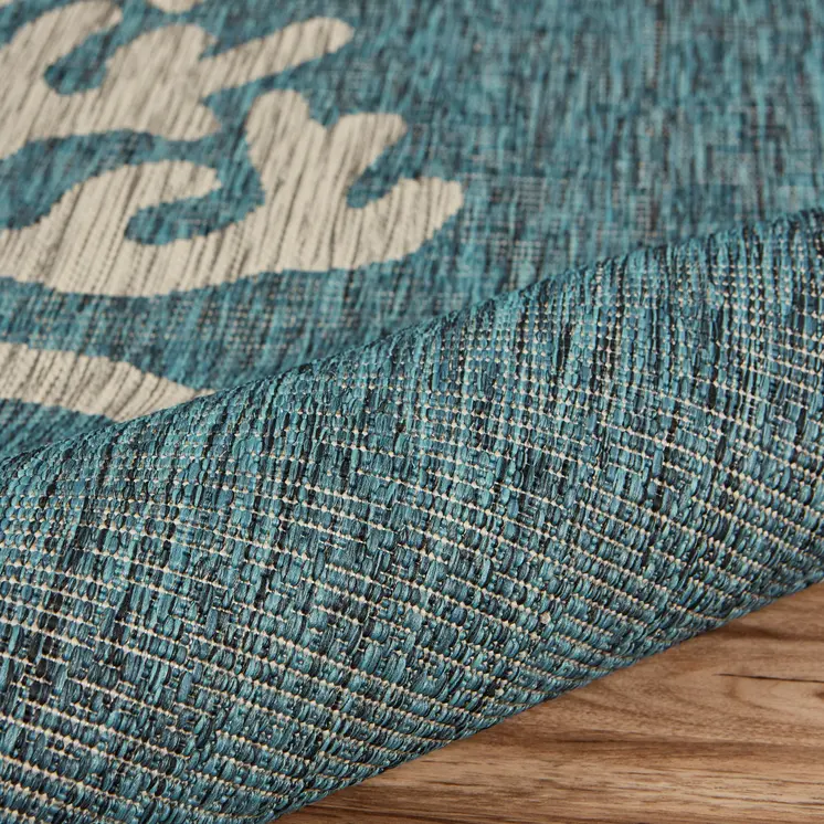 5' X 7' Blue And Gray Coral Indoor Outdoor Area Rug