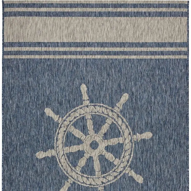 5' X 7' Blue And Gray Indoor Outdoor Area Rug