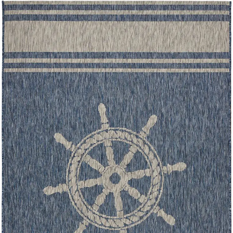 8' X 9' Blue And Gray Indoor Outdoor Area Rug