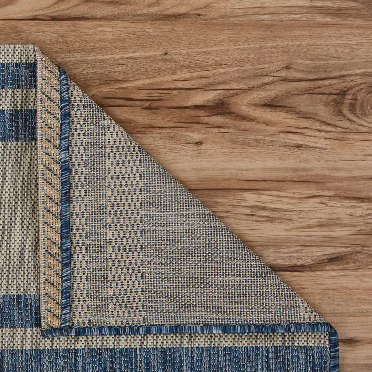 8' X 9' Blue And Gray Indoor Outdoor Area Rug