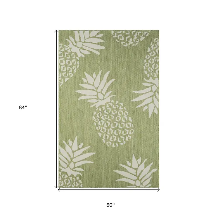 5' X 7' Green Indoor Outdoor Area Rug