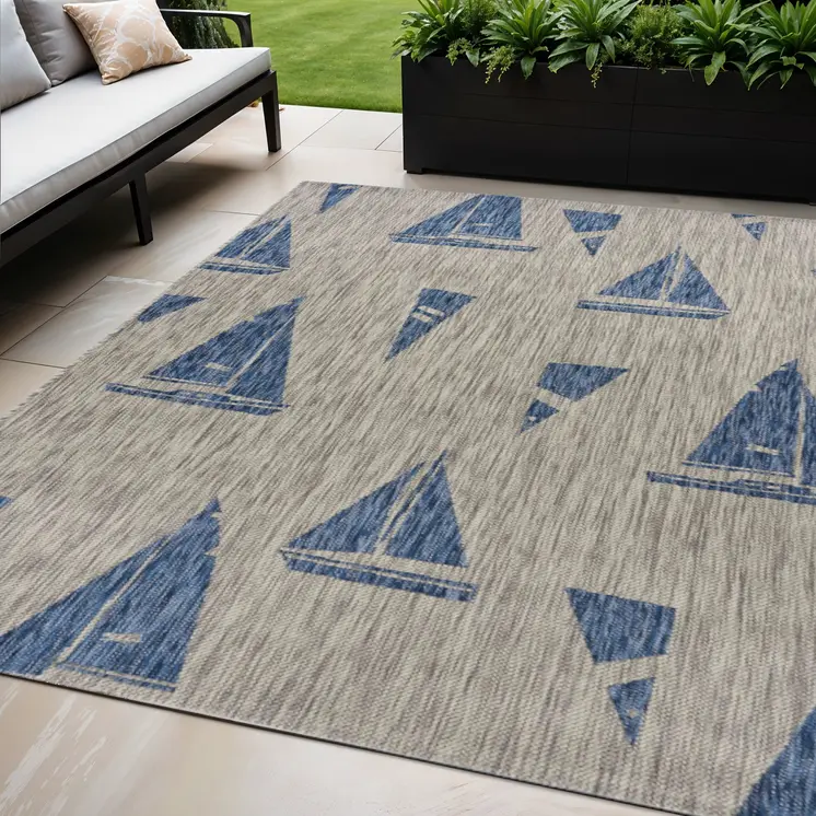 5' X 7' Gray Indoor Outdoor Area Rug