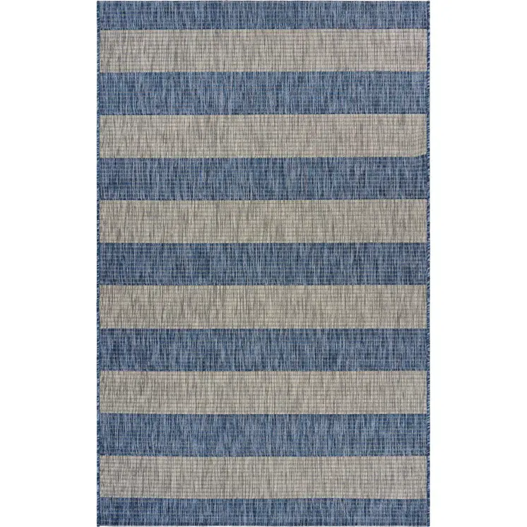 2' X 3' Blue And Gray Indoor Outdoor Area Rug