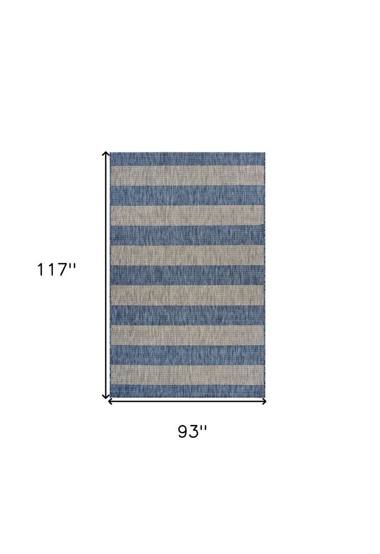 8' X 10' Blue And Gray Indoor Outdoor Area Rug