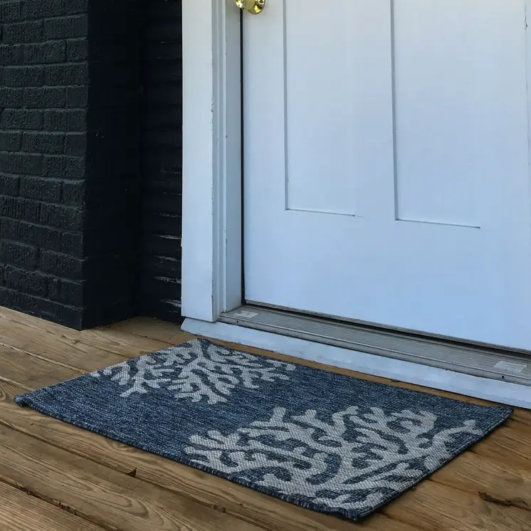 2' X 3' Blue And Gray Indoor Outdoor Area Rug