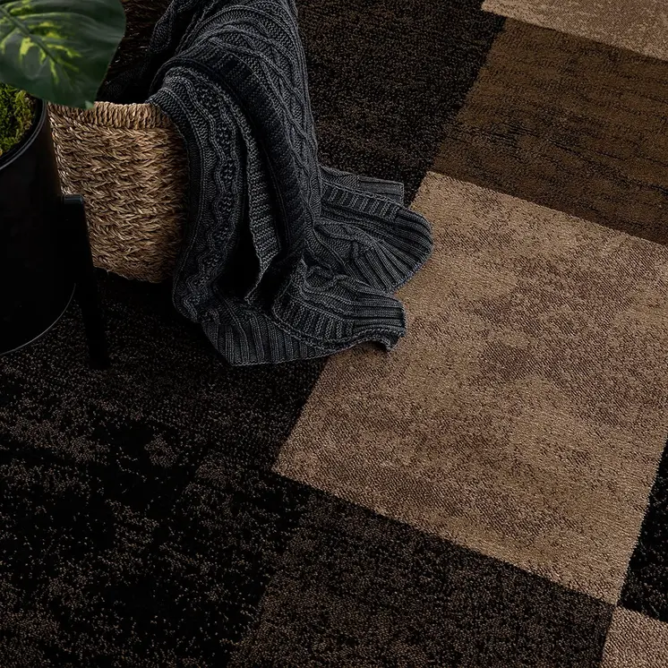 20' Brown And Black Geometric Distressed Runner Rug