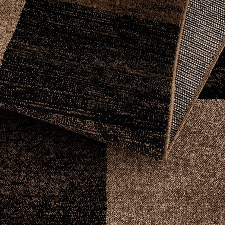 20' Brown And Black Geometric Distressed Runner Rug