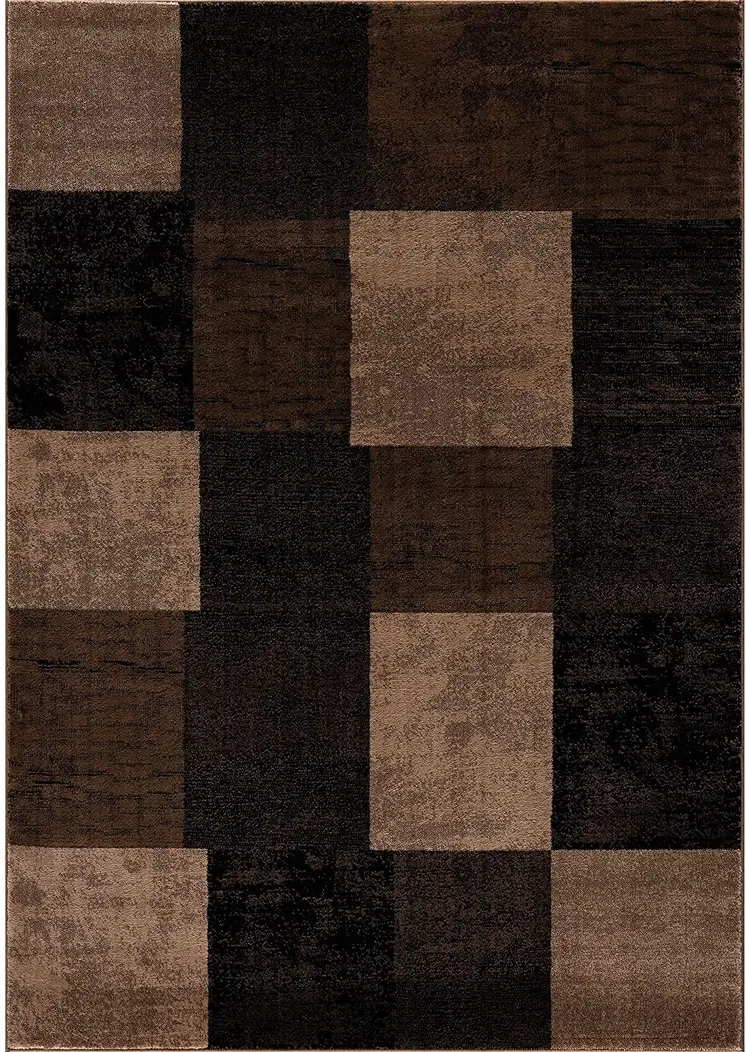 20' Brown And Black Geometric Distressed Runner Rug