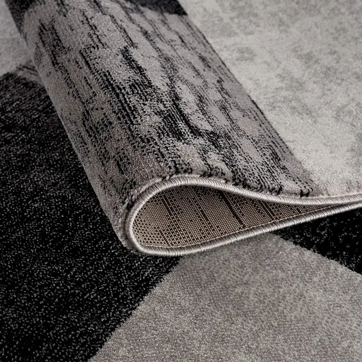 2' X 5' Grey Checkered Area Rug