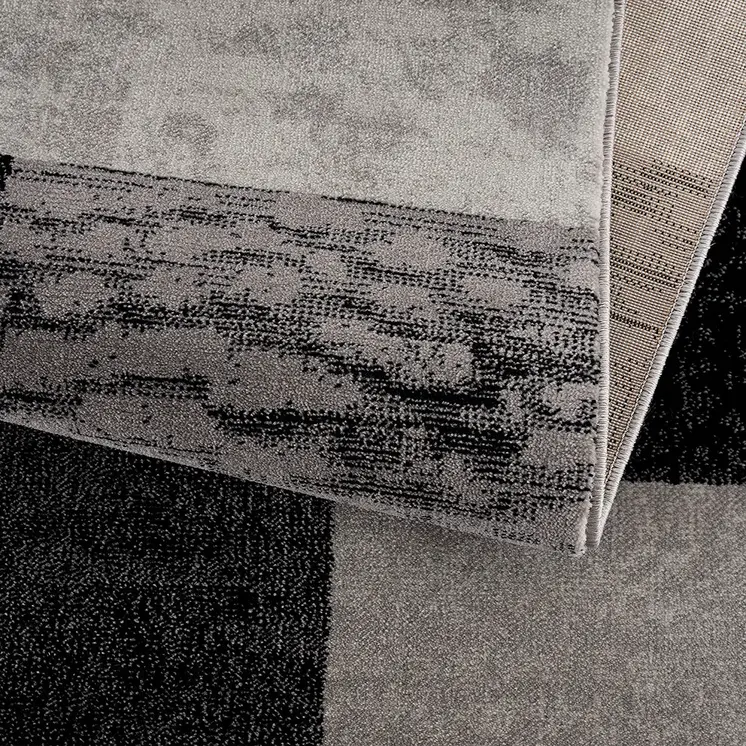 2' X 5' Grey Checkered Area Rug