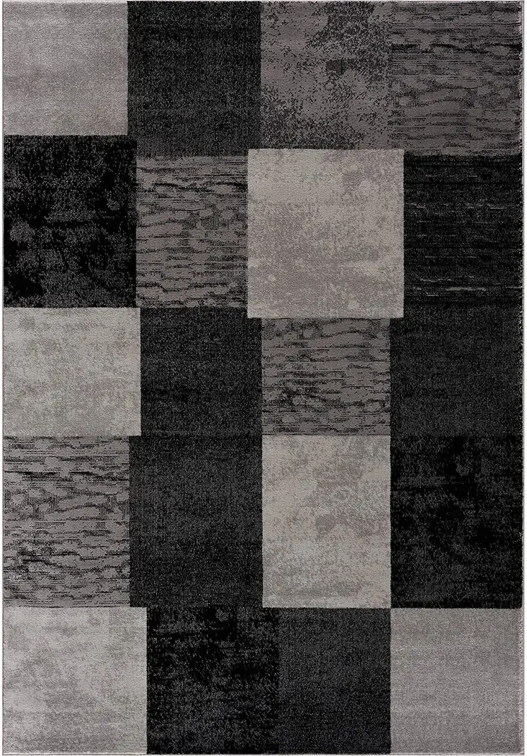 2' X 5' Grey Checkered Area Rug