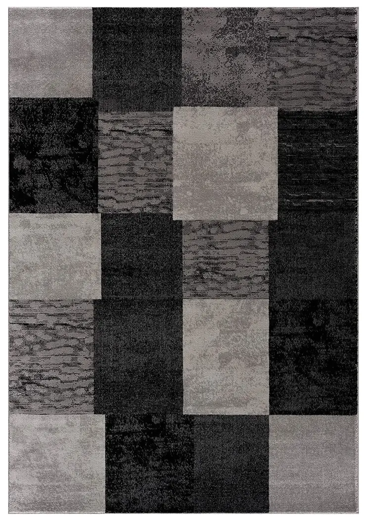 3' X 5' Gray Checkered Power Loom Area Rug