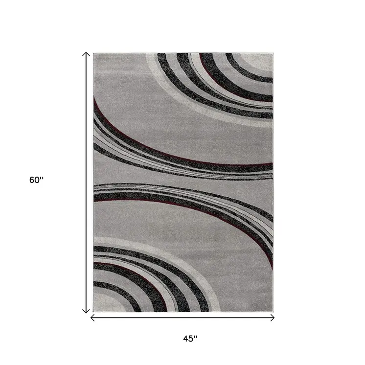 4' X 6' Gray Abstract Power Loom Area Rug
