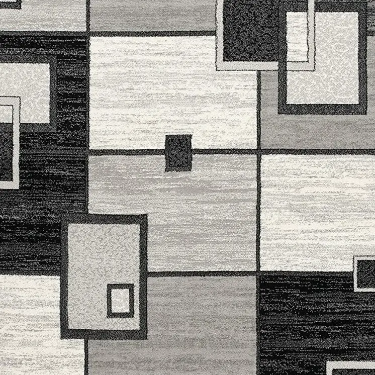 10' Gray Abstract Power Loom Runner Rug