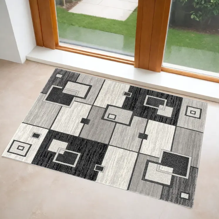 3' X 5' Gray Abstract Power Loom Area Rug