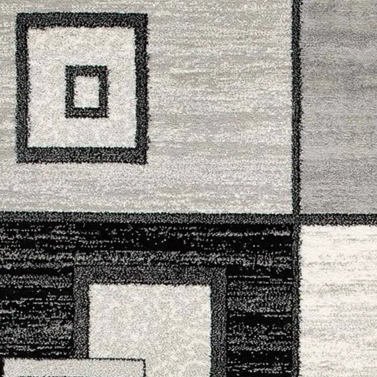 8' Gray Abstract Power Loom Runner Rug