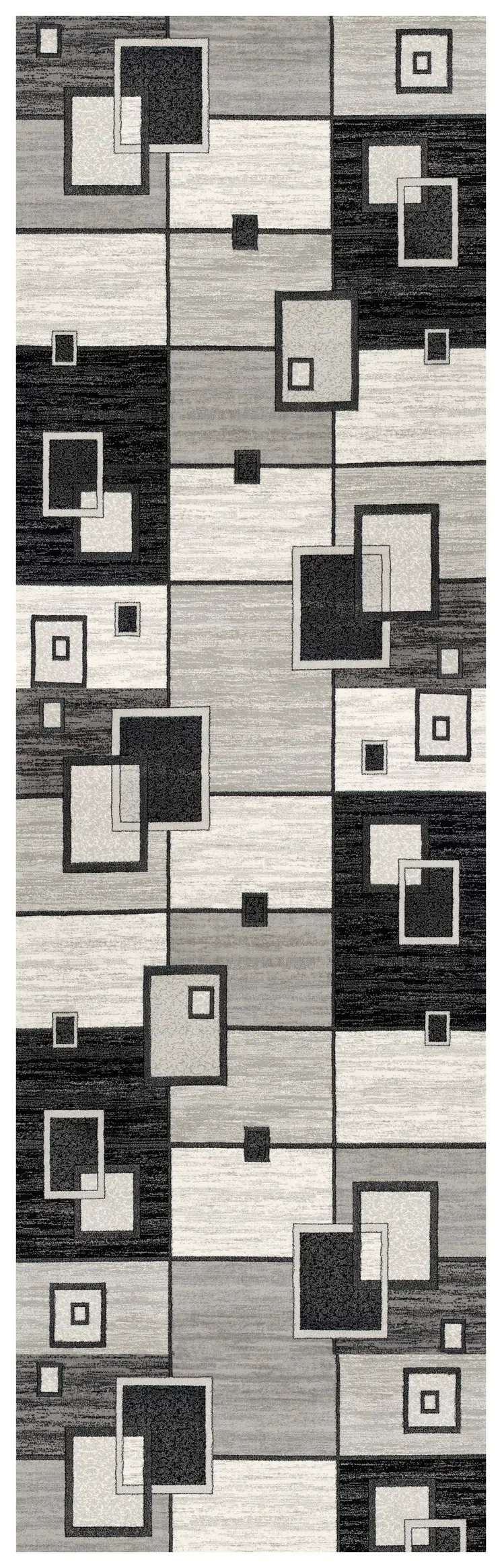 8' Gray Abstract Power Loom Runner Rug