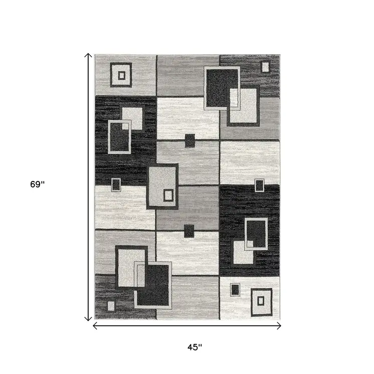 4' X 6' Gray Abstract Power Loom Area Rug