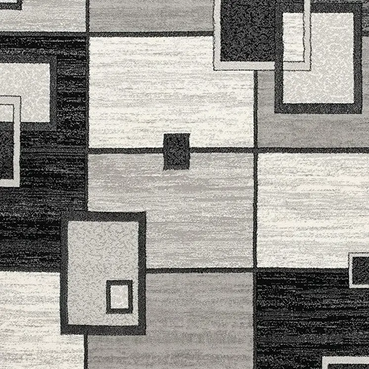 5' X 7' Gray And Black Geometric Distressed Area Rug