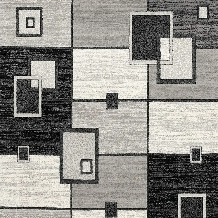 5' X 7' Gray And Black Geometric Distressed Area Rug